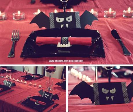 mesa decoración halloween vampiros