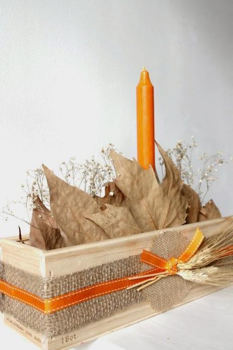 finde frugal: un centro de mesa en una caja de vino