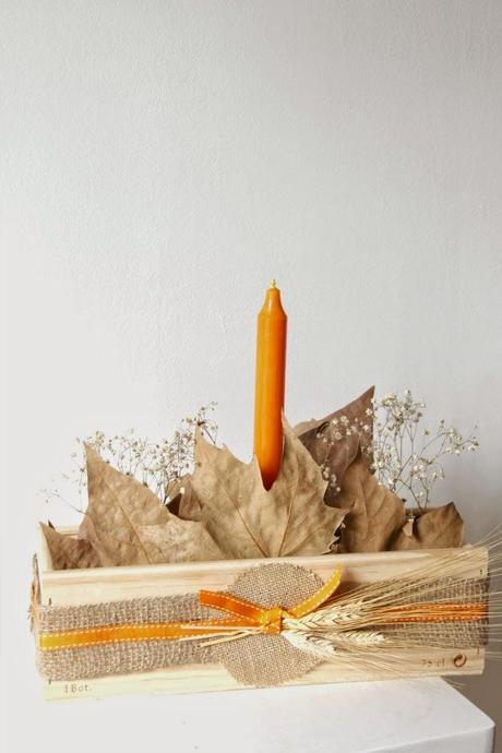 finde frugal: un centro de mesa en una caja de vino