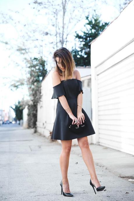 Sandro_Off_Shoulders_Dress-Night-Capsule_Collection-Outfit-Street_Style-LBD-Little_Black_Dress-4