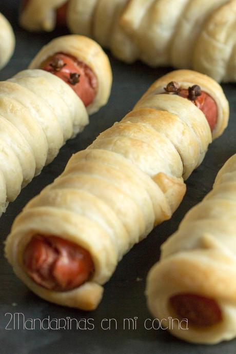 Momias de frankfurt y hojaldre  para Halloween