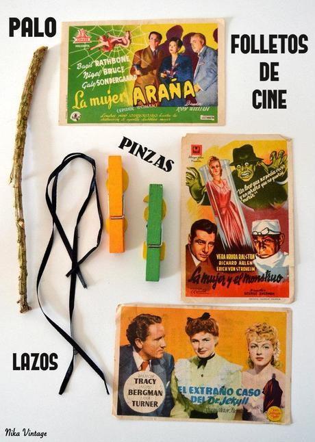 halloween, diy, hazlo tu mismo, dia de todos los santos, porta fotos, porta carteles, palo, pinza, folletos de mano, peliculas, programa de cine, decoracion hallowen, diy decorativo