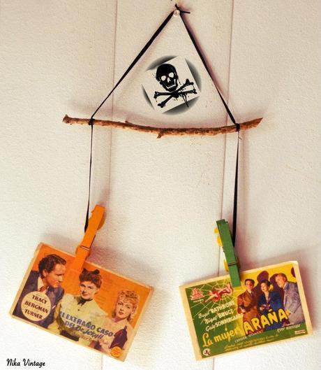 halloween, diy, hazlo tu mismo, dia de todos los santos, porta fotos, porta carteles, palo, pinza, folletos de mano, peliculas, programa de cine, decoracion hallowen, diy decorativo