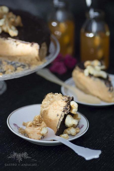 Cheesecake de boniato y palomitas