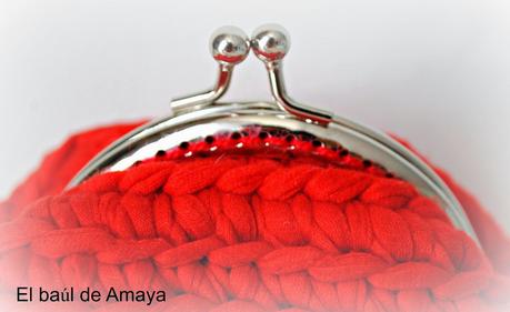 Monedero de trapillo y bolso de trapillo en rojo