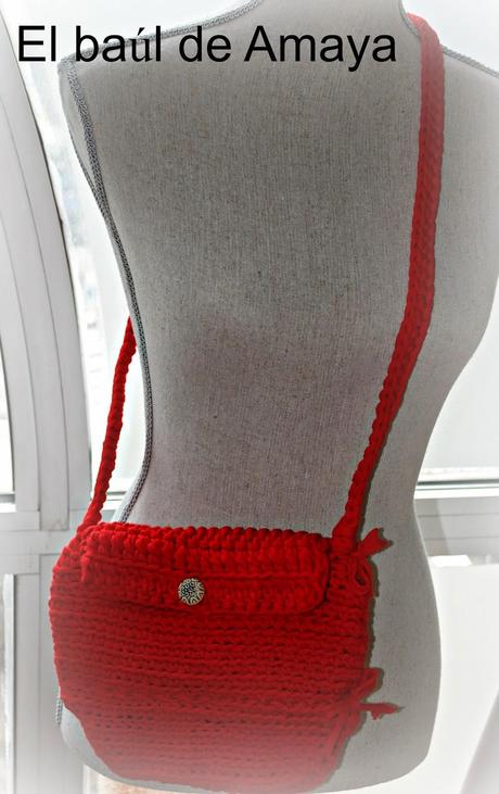 Monedero de trapillo y bolso de trapillo en rojo