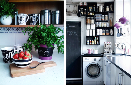 UNA COCINA CON PINCELADA EN MORADO + DIY MACETA CON PIZARRA