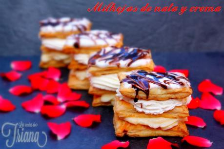 Milhojas de nata y crema