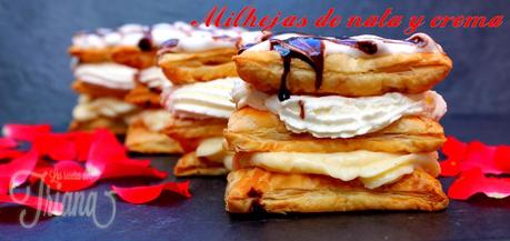 Milhojas de nata y crema