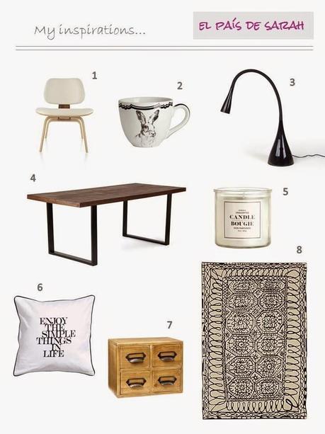 Zonas de trabajo en blanco, negro y madera