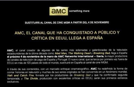 MAÑANA. AMC, el canal que ha conquistado a público y crítica en EEUU, llega a España‏