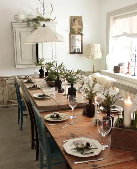 Una decoracion de mesa muy natural. Un toque otoñal y vintage para nuestros comensales