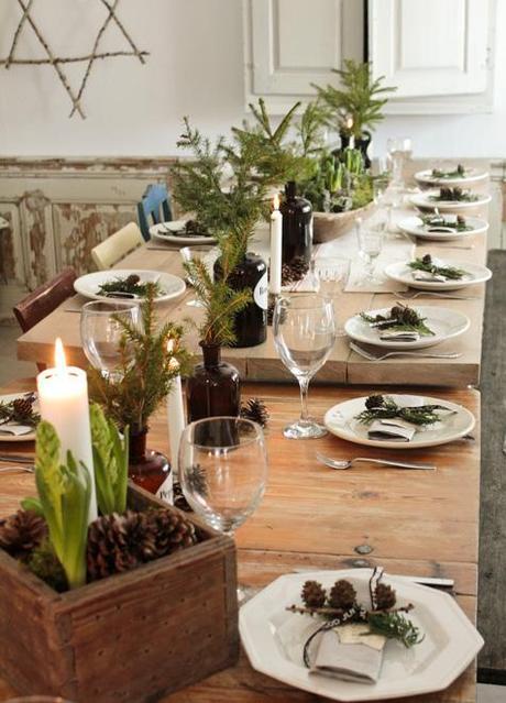 Una decoracion de mesa muy natural. Un toque otoñal y vintage para nuestros comensales