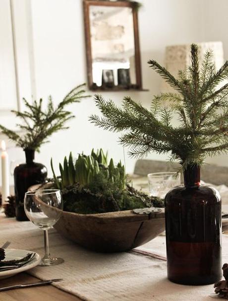 Una decoracion de mesa muy natural. Un toque otoñal y vintage para nuestros comensales