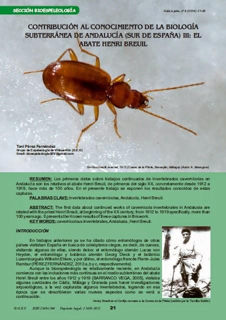 MÁS DE 100 AÑOS DE BIOESPELEOLOGÍA EN ANDALUCÍA, H. BREUIL