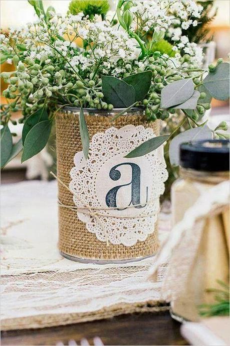 Decoracion para bodas con latas de conserva