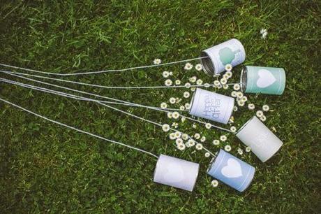 Decoracion para bodas con latas de conserva