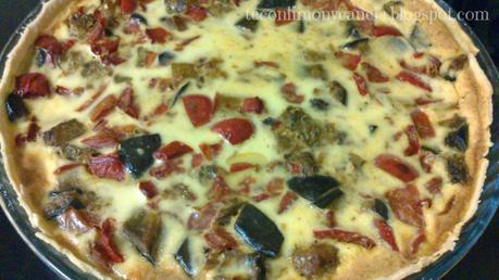 QUICHE DE BERENJENA, PIMIENTO ROJO Y TOMATE