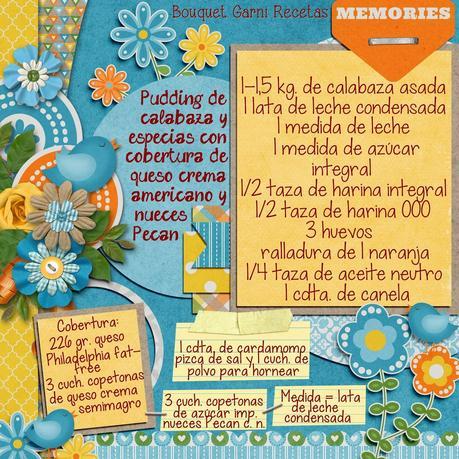 Pudding de calabaza y especias (con cobertura de queso crema americano y nueces Pecan) Pudding de calabaza y especias (con cobertura de queso crema americano y nueces Pecan)