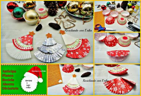 Arbolitos de Navidad hechos con papelitos de Cup Cake