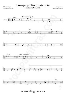 Tubepartitura Pompa y Circunstancia de Edward Elgar partitura de Viola canción de Música Clásica