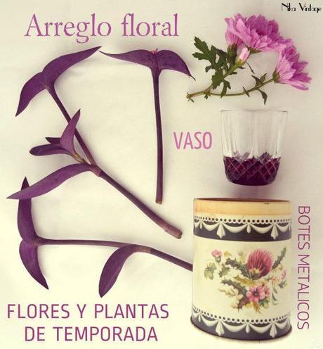 diy, hazlo tu mismo, arreglo floral, bote metalico, flores,