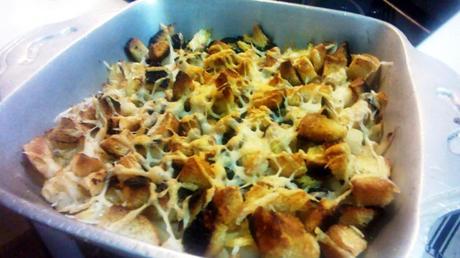 repollo al horno con panceta y picatostes