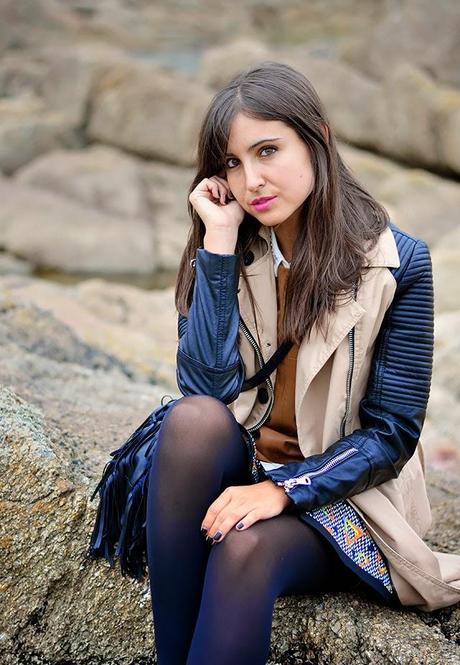 Falda-pantalón: River Island / Top, abrigo y camisa: Stra...