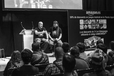 Juanan y Toni, creadores de Randal’s Monday, dando una charla en Gamelab Academy.