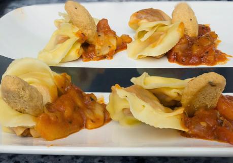 Raviolis de boloñesa a la barbacoa