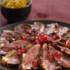 Magret de pato con chutney de mango