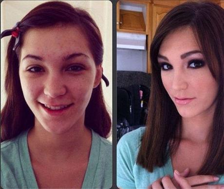 Actrices porno antes y después del maquillaje y peluquería
