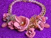 Collar Flores rosas cadena Flowers Necklace with Chain