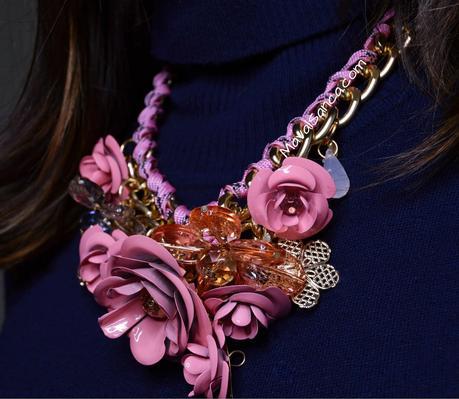 Collar de Flores rosas con cadena // Flowers Necklace with Chain