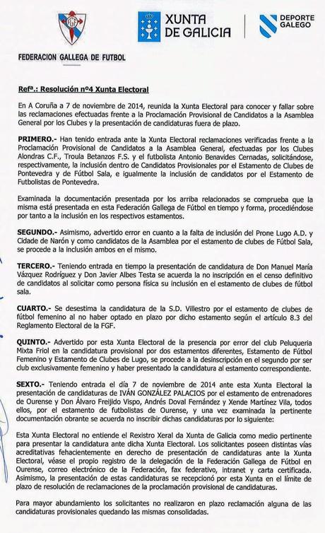 Elecciones F.G.F.: Candidatos definitivos a Asambleistas