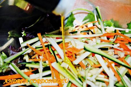 ENSALADA DE BACALAO CONFITADO CON VAINILLA Y AJO.