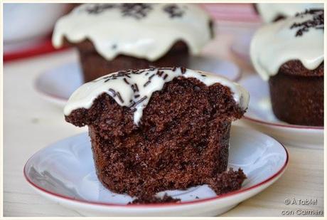 Magdalenas de Chocolate y Ganaché de Chocolate Blanco