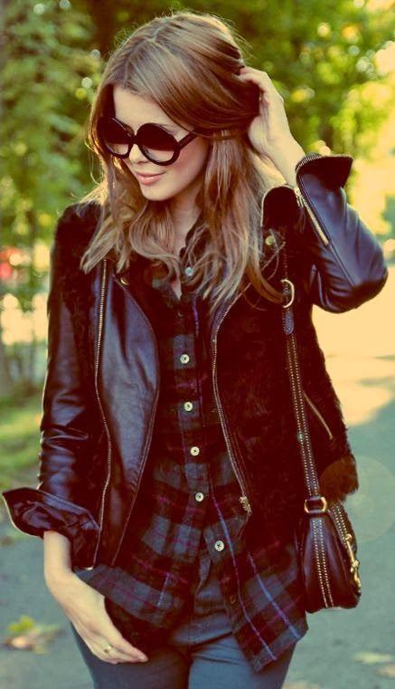 Looks Street: Black leather Jacket