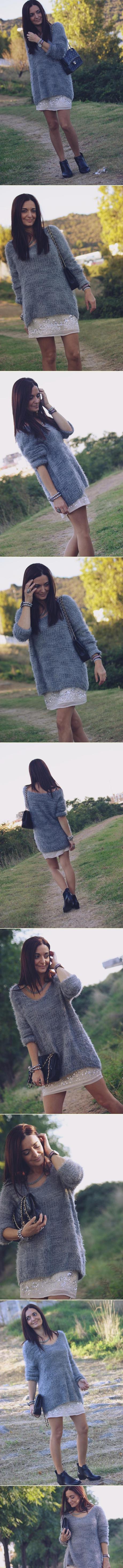 Falda lentejuelas y jersey