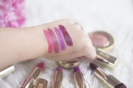 swatches-plumrose-black-cherry-flamingo-pose-violet-volt-milani-lipstick