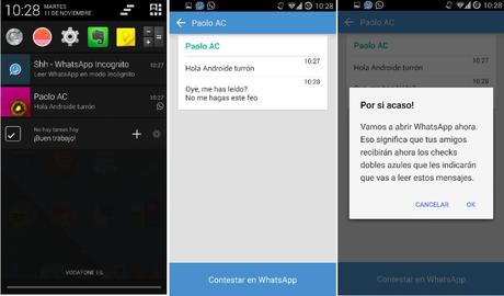 Evita el doble check azul en WhatsApp con esta app y sin desconectar Internet shh ocultar check whatsapp