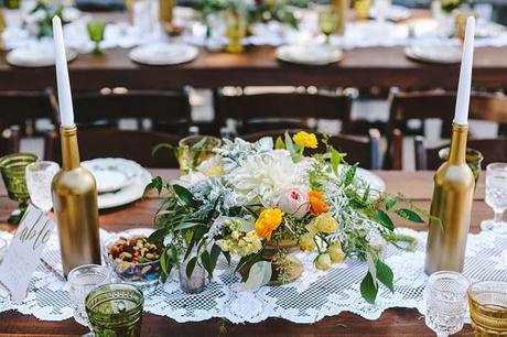 BODA ESTILO BOHO DECORADA CON BOTELLAS DORADAS BODA ESTILO BOHO DECORADA CON BOTELLAS DORADAS