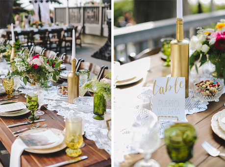 BODA ESTILO BOHO DECORADA CON BOTELLAS DORADAS