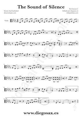 Tubepartitura The Sound of Silence de Simon y Garfunkel partitura de Viola El sonido del silencio música de pop - rock