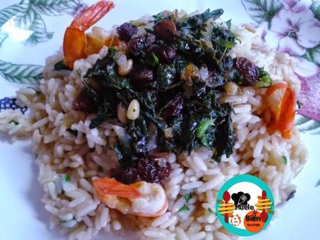 Bacalao con risotto de gambas y vermut rojo