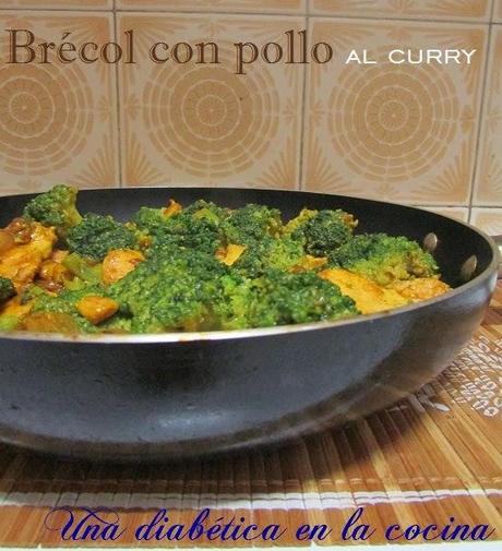 Brécol con pollo al curry