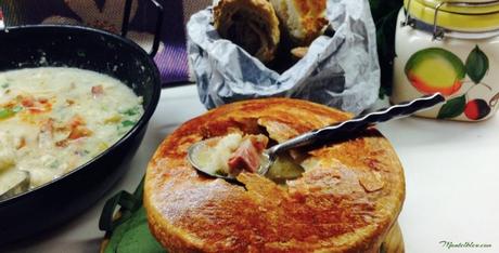 Sopa de coliflor con crema de queso y bacón