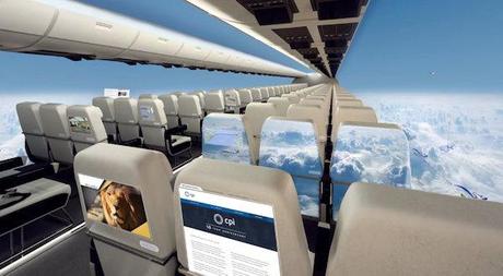 ¿Te gustaría volar en un avión en el cual las ventanas y los laterales fuesen pantallas?
