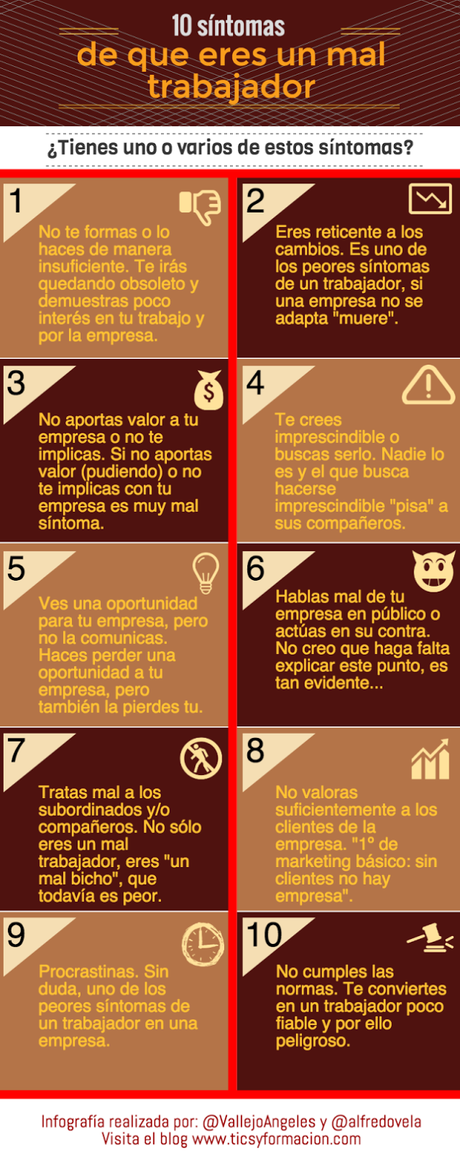 10 síntomas de que eres un mal trabajador #Infografía #Curiosidades #Empleo