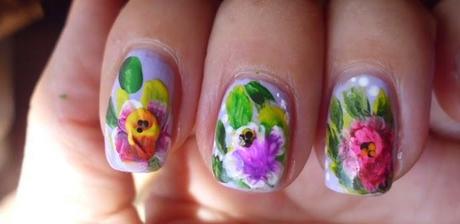 manicuras de flores one stroke
